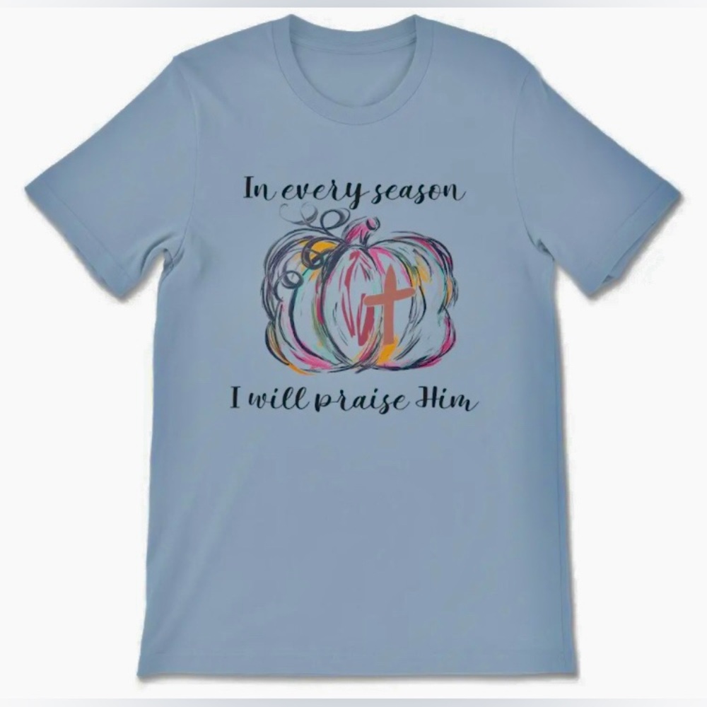 Love ❤️ in Faith - New - Women's Short Sleeve Tee - Blue Inspirational Graphic
